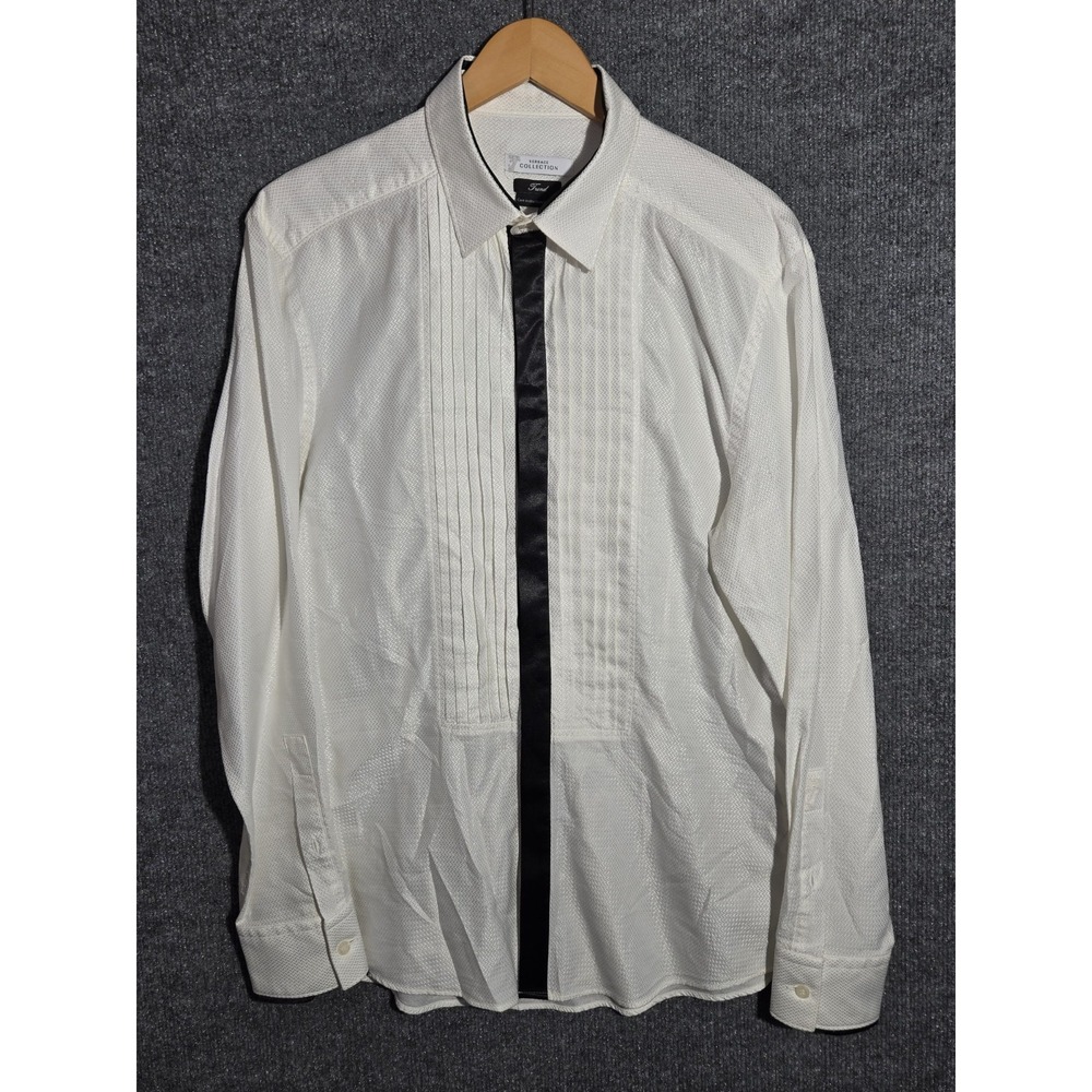 Versace Collection Mens 16 41 Dress Shirt White Pleated Tuxedo Front Button M L